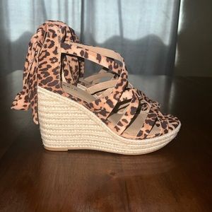 Animal Print - Ankle Wrap Platform Wedge (WW) - New & never worn!